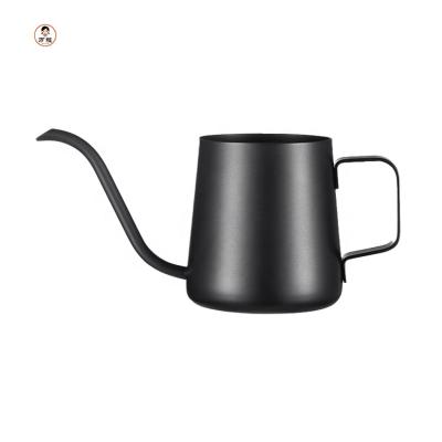 China Long Spout Stainless Steel 250/350ml Coffee Pot Sustainable Portable Hand Made Black Drip Pot Kettle for sale