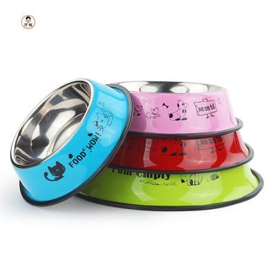 China Sustainable Stackable Stainless Steel Pet Bowl Cat Food Slow Feeder Dog Bowl With Non-slip Bottom for sale