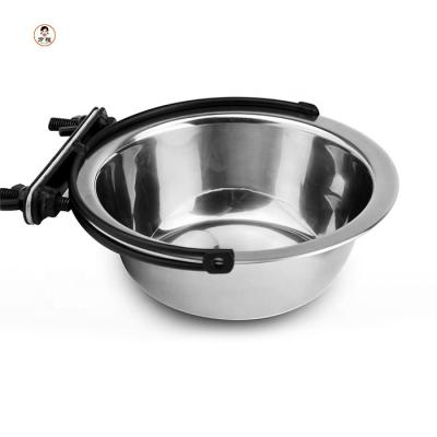 China Durable Durable Pet Food Water Bowl Stainless Steel Dog Bowl Hanging Fixed On Pet Cage for sale