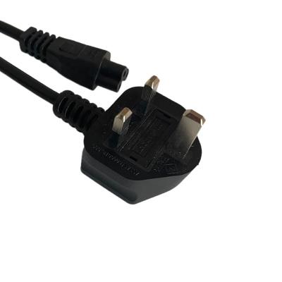 China PC Black PVC UK With Fuse IEC60320 C5 Extension 3 Prong AC Power Cord Cable For Laptop Notebook Printer for sale