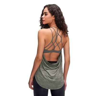 China Breathable Ready To Ship Fitness Sleeveless Wear Womens Tops Sports Yoga Running Vest for sale