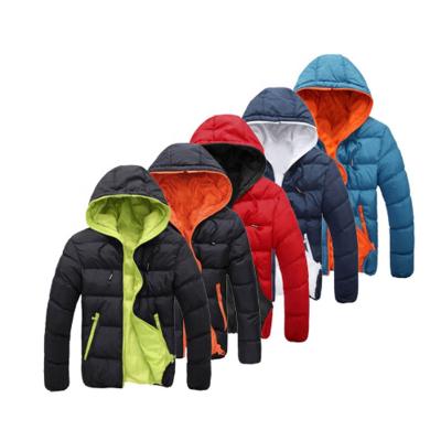 China Viable ready to ship moq small men's fashion striper jacket padded winter hooded jacket for sale