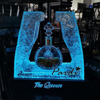 China Nightclub ice cream brand pattern iceberg LED bottle presenter LED bottle rack display for bar and nightclub promotions for sale