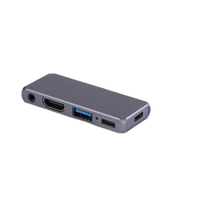 China Custom Aluminum Alloy USB Hub HD Aux3.5 USB Port Hub 3.0 Port Type 5 Mini C USB Hub For Ipad Pro Nintendo Switch Samsung for sale