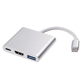 China Aluminum Alloy 3 in 1 USB3.0 +HD-MI+PD Alloy USBC 31 USB-C Charging Aluminum Hub for sale