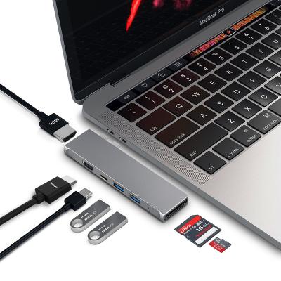 China Aluminum Alloy 7 in 2 Dual C Hub Aluminum Alloy USB-C Type with HD MI USB3.1 Dual GEN 2 USB C HUB for Macbook Pro/air for sale