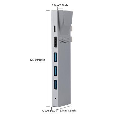 China 8 In 2 USB-C Hub To Aluminum Type USB 3.0 Conve USB C Hub 127*31*10mm for sale