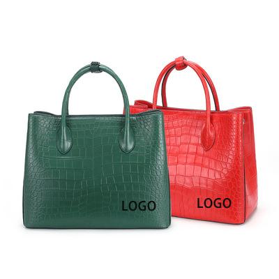 China Manufacturer OEM vegan PU crocodile shoulder bags logo large capacity women PORTABLE custom tote handbags for sale