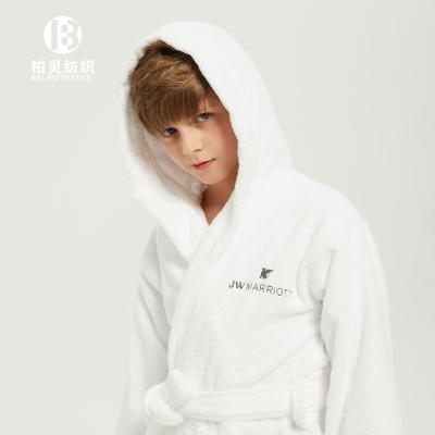 China Luxury High Quality QUICK DRY 100%Cotton Terry Bathrobe Kids Robe For Five Star Hotel And Spa Unisex Hood JW MARRIOTT for sale