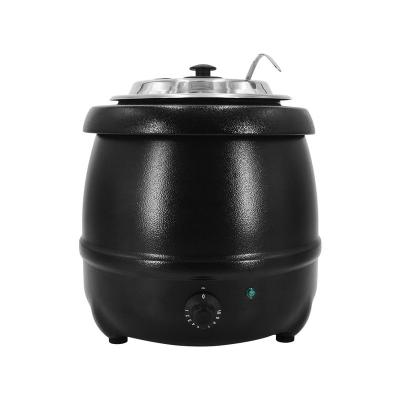 China Large Size 10L Hotel Commercial Liquid Food Soup Grits Black Coating Shell Hotel Buffet Use Soup External Kettle for sale