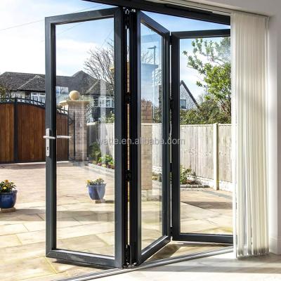 China Aluminium Back Balcony Heavy Aluminum Folding Door Triple Glass Soundproof Bi-fold Door for sale