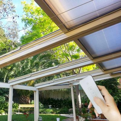 China Aluminum Frame Outdoor Auto Powered Operable Panorama Peaked Pyramid Pepsy Glass Roof for sale