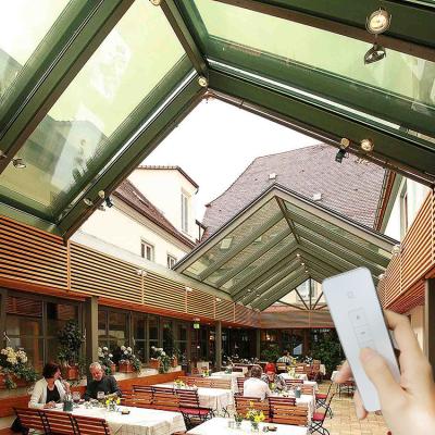 China House Patio Aluminium Profile 800*1200 Laminated Glass Pyramid Skylight Flat Roof Automatic Opening Sliding Glass Roof Windows for sale