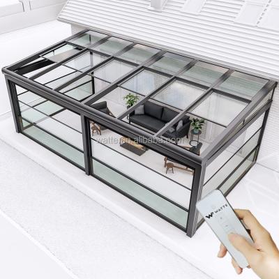 China Manufactory Offer Oem Design Flat Roof Sliding Skylight Roof Retractable Moving Glass Skylight Roof for sale