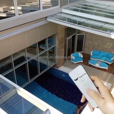 China Terrace Sliding Sunbed Telescopic Skylight Frp Lighting Panel Transparent Tempered Glass Roof for sale