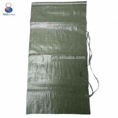 China Strong Moisture Proof Puncture Resistant Puncture And Tear PP Olive Flood Green Woven Polypropylene Sandbags for sale