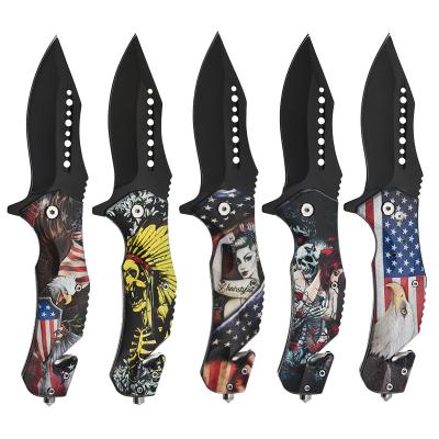 China Non-Changeable Customized design folding pocket knife with wood handle camping survival knife for sale