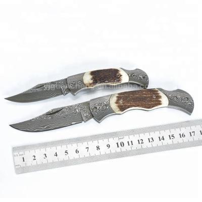 China Outdoor Exquisite Antler Lock Back Pocket Knife for sale