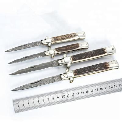 China Camping Knife Manufacturers Selling Handmade Damascus Back Lock Camping Knife Folding Knife for sale