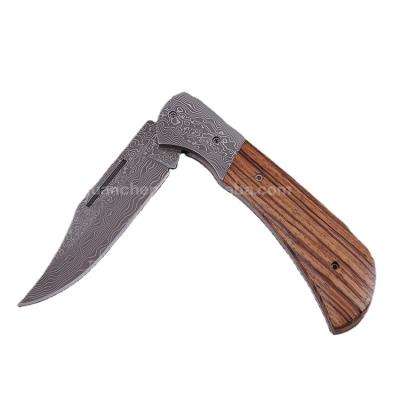 China Non-variable Outdoor Folding Knife Damascus Blade Camping Steel Pocket Knife for sale