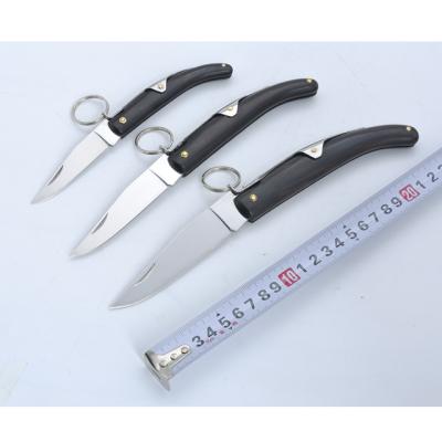 China Camping knife factory outlet knife stainless steel knife black BEEF horn handle for sale