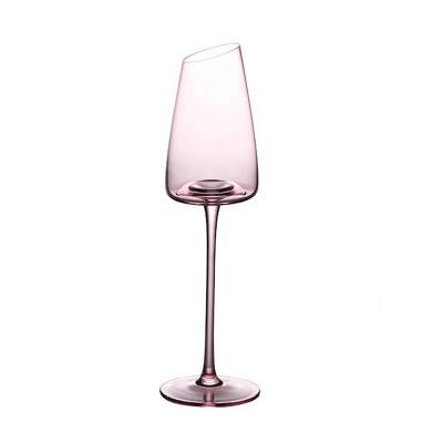 China Hot sale NIS Sakura pink transparent hand crystal glass flamingo series bump swollen champagne flute for sale