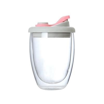 China Wholesale Modern Borosilicate Egg Shaped High Insulation Water Glass Double Walled Thickened Coffee Mug With Silicone Loop Sealed Lid for sale