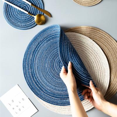 China Sustainable Table Place Mats For Table Mat Ramie Insulation Pad Placemats Canvas Non Slip Handmade Table Cup Coaster For Wedding for sale