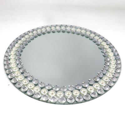 China Viable European Decorative Western Light Luxury Pearl Wedding Dish Diamond Mirror Hotel Hotel Club Crystal Dish for sale