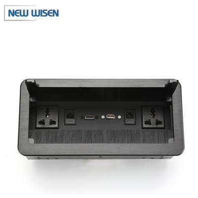 China Residential/Multi-Purpose /Wholesale Multi-Function Hidden Desktop Socke Brush Outlet Box Flip Up Tabletop Mount Cable Table Outlet for sale