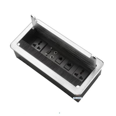 China Residential/Multi-Purpose Aluminum Alloy Brushed Desk Flip Up/Clamp On Outlet Outlet For Office Solutions for sale