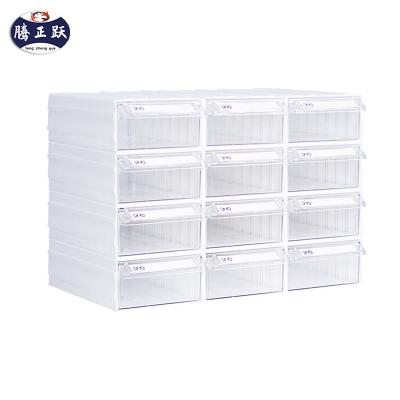 China Sustainable Tengzhengyue stackable warehouse small stackabledrawer organizer manufacture plastic storage box for sale