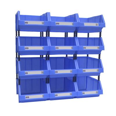 China Stocked Industrial Storage Medium Bins Parts Rack Organizer Garage Plastic Stackable Hardware Bins Small Parts Boxes&Bins for sale