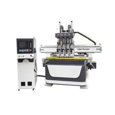 China Hotels 1325 Three Head Multi Axis Wood Engraving CNC Router Machines For Furniture for sale