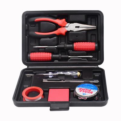 China Low Price 8 Pieces Electrician Tool Box Hardware Tools Kit Household Red Hand Tools Set for sale