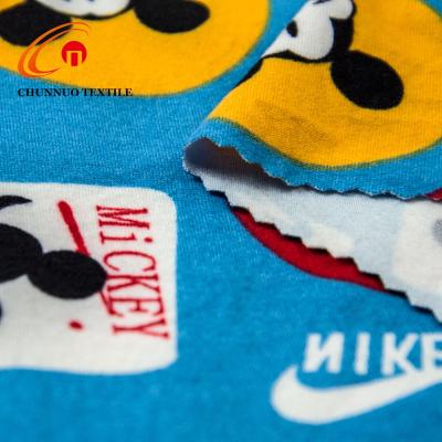 China Memory Wholesale Micky Mouse Cartoon Print Milk 2 Side Brushed Plain Tank Top Fabric For Garment for sale