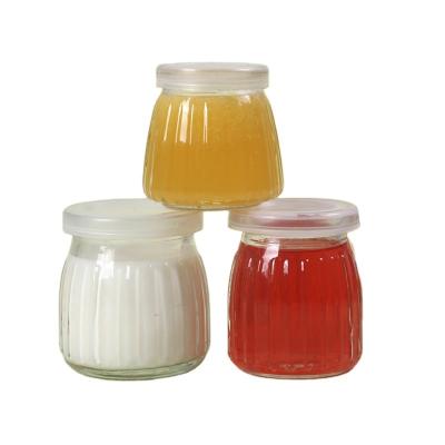 China Xuzhou China Factory Food Grade Lead Free Pudding Jelly Candy Bottle ES43 Ribbed Small Glass Jar for sale