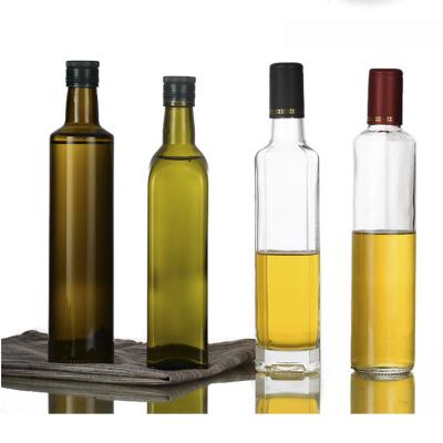 China Factory Wholesale OEM Alcohol Beverage Juice Drinking Beverage Packing Container ES41 Round Shape 250ml Olive Glass Oil Bottle for sale