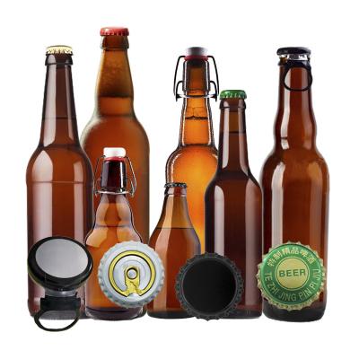 China Factory Wholesale OEM Champagne Alcohol Whiskey Drinking Liquid Beverage ES113 Empty Beer Bottles With Crown Cap for sale