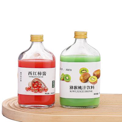 China OEM Champagne Vodka Alcohol Whiskey Drinking Beverage Factory Wholesale Liquid Flat Beverage ES106 Glass Bottle For Juice for sale