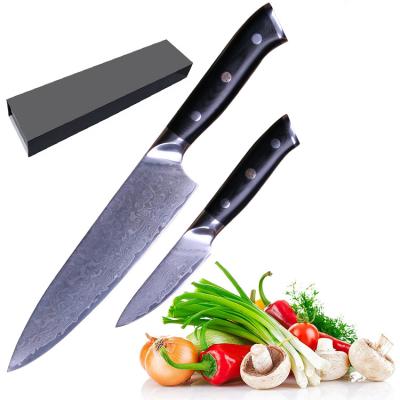 China Viable Kitchen Japanese Chef's Knife Herringbone Damascus AUS10 Damascus Steel Blade Blanks Knife Set for sale