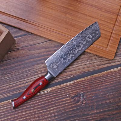 China Viable High Carbon Damascus Santoku Nakiri Knife 7inch Kitchen Knife for sale