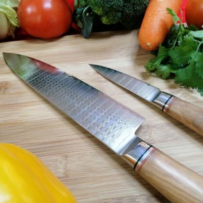 China Viable Professional Custom Logo Damascus Steel Chef Knife Set Of Kitchen Knives for sale