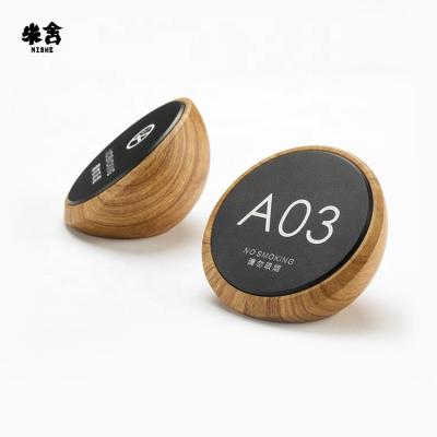 China Deep / Light Wooden Hotel Room Sign Modern Grain Non Smoking Door For Hotel for sale