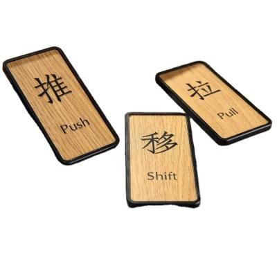 China Modern Simple And Warm Wood Grain Warning Sign Personalized Carefully Back And Forth Movement No Smoking Tips Sign for sale