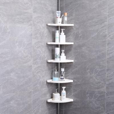 China Bathroom No-Punch Plastic Shower Shelf Storage Organizer Floor Wall Mounted Rack Type for sale