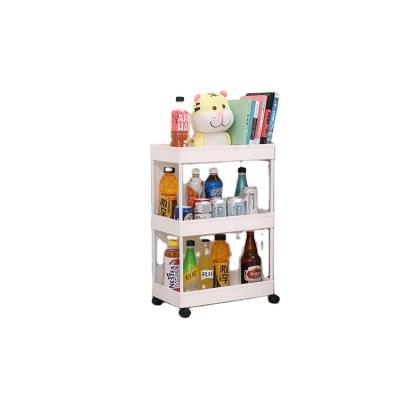 China Rolling Storage Utility Multi Purpose Kitchen 3-Tier Storage Cart Rolling Cart With Plastic Drawers for sale