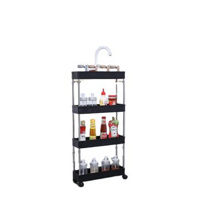 China Multilayer Removable Storage Rack Slide Storage Rolling Trolley For Kitchen Bathroom for sale