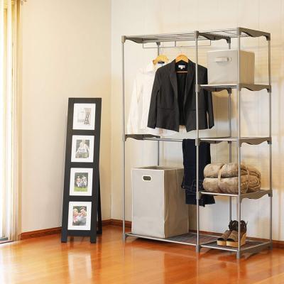 China Behind Doors/On Walls Single Multifunctional Floor-standing No Drill Clothes Rack Shoe Storage And Garment Rack for sale