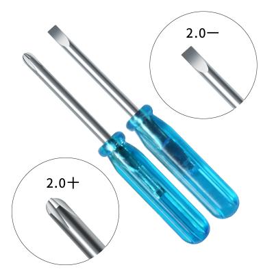 China Nickel Bronze Aluminum 2.0 Mini Phillips And Slotted Screwdriver Size PH00 45 Mm Screwdriver With Cross And Flat Head for sale